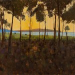 Pineta sulla spiaggia, ultime luci, oil on wood panel, cm 70x50, 2014_low