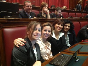 Azzurra Cancelleri, in Parlamento con le colleghe Giulia Grillo,  Maria Marzana e Marialucia Lorefice