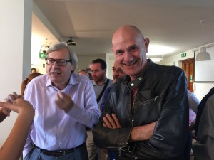 Il musicista Marcello Mandreucci con Sgarbi all'Ordine Dei Giornalisti Di Sicilia.
