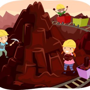 Stickman Illustration of Kids Mining Chocolates from a Chocolate Mountain