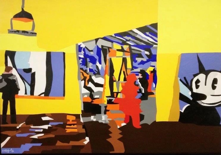 Ugo Nespolo Show at Whitney anni 90 Acrilici su legno cm 70x100